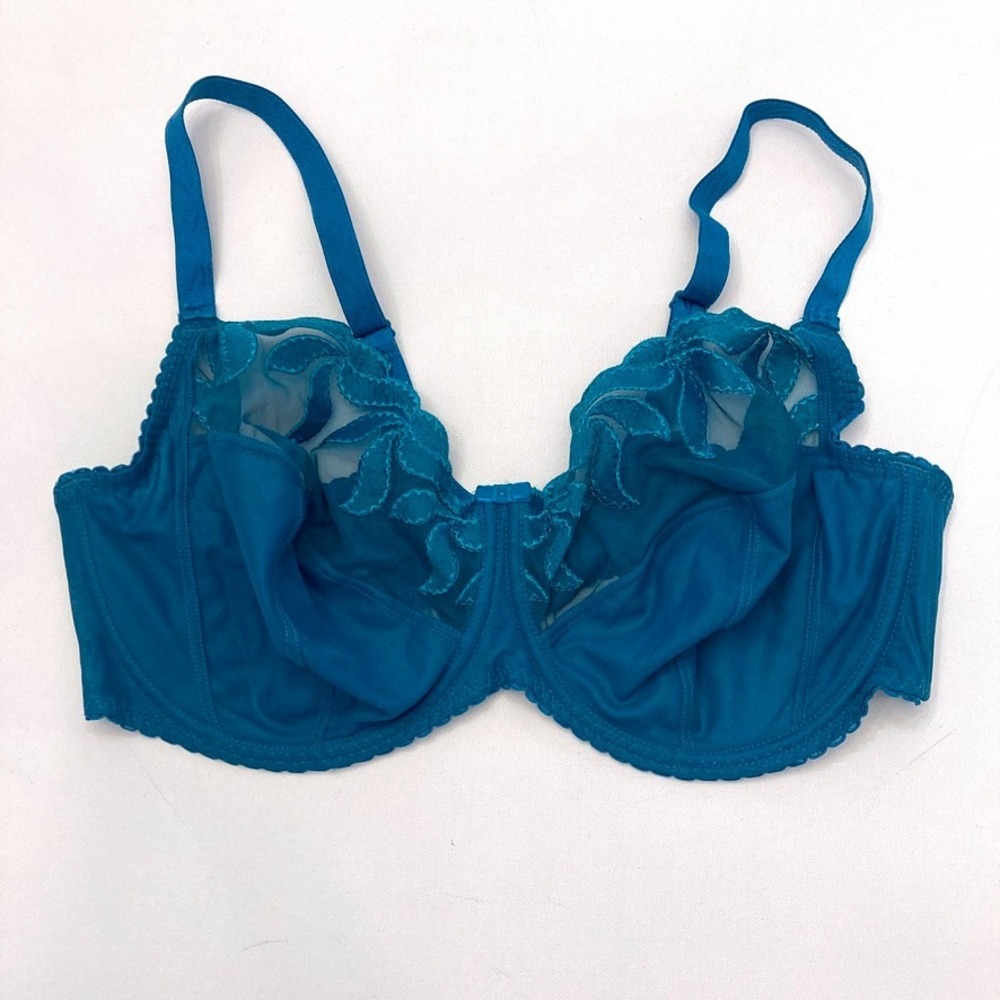Fantasie Bra 40E Teal Underwire Lace 2 Hook Full Coverage